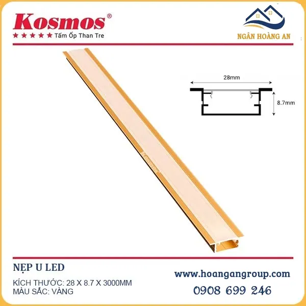 Nẹp Uled Ốp Tấm Than Tre Kosmos Màu Vàng Nẹp Uled Ốp Tấm Than Tre Kosmos Màu Vàng