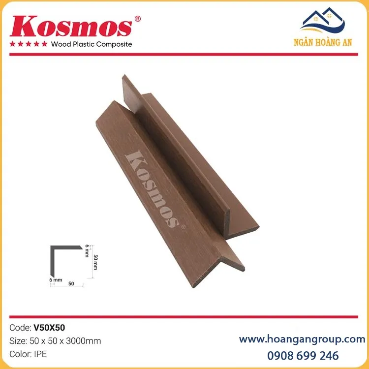 Nẹp V Gỗ Nhựa 2 Lớp Phủ Polymer Kosmos V50X50 IPE