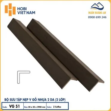 Nẹp V Gỗ Nhựa Ngoài Trời 2 Lớp Phủ Polymer Hobiwood VG51 ZCoffee