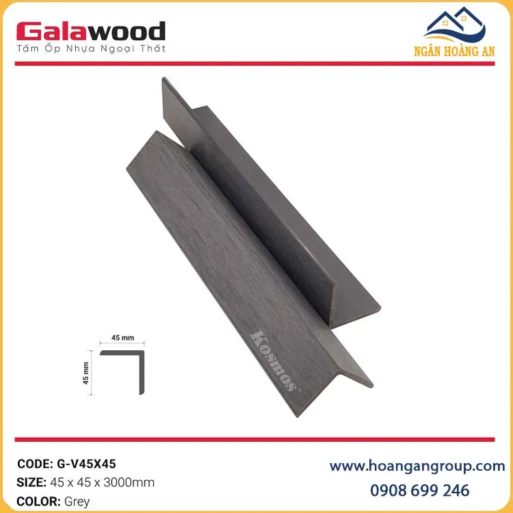 Nẹp V Gỗ Nhựa Ngoài Trời Phủ ASA Galawood G- V45X45 Grey