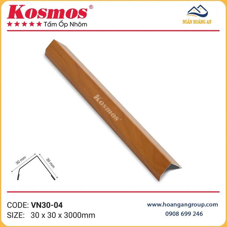 Nẹp V Trần Nhôm Kosmos VN30-04 Vân Gỗ Cam Cánh Gián