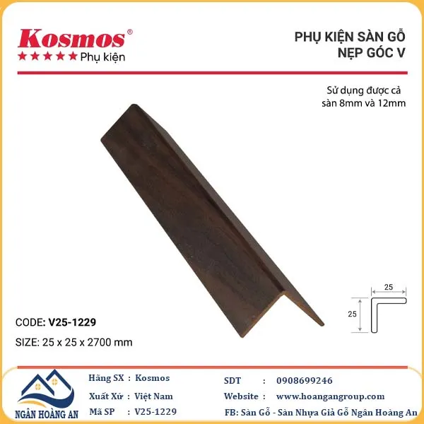 Nẹp V Sàn Gỗ Kosmos 1229 Nẹp V Sàn Gỗ Kosmos 1229