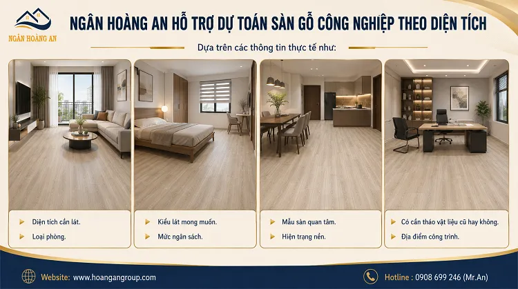 Ngân Hoàng An Hỗ Trợ Dự Toán Sàn Gỗ Công Nghiệp Theo Diện Tích