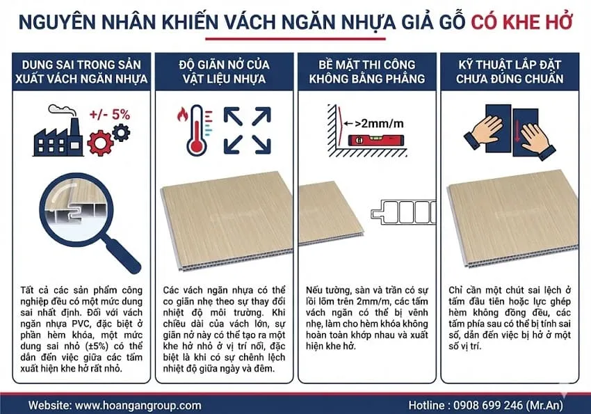 Nguyên Nhân Khiến Vách Ngăn Nhựa Giả Gỗ Có Khe Hở Nguyên Nhân Khiến Vách Ngăn Nhựa Giả Gỗ Có Khe Hở