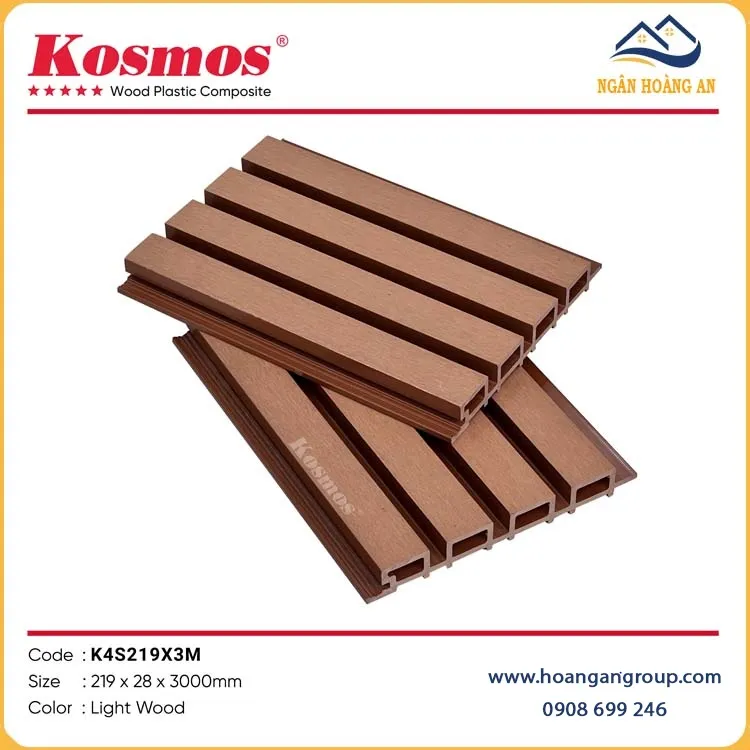 Ốp Trần Lam Sóng Ngoài Trời Kosmos K4S219X3M Light Wood