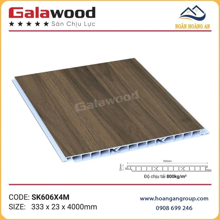 Sàn Nhựa PVC Chịu Lực Giả Vân Gỗ Galawood SK606X4M