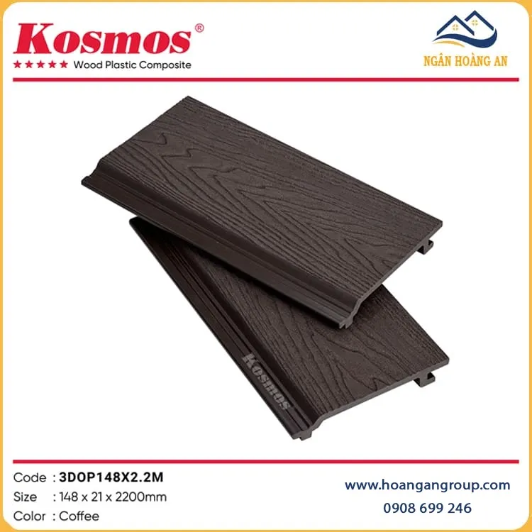 Tấm Ốp Gỗ Nhựa Ngoài trời Kosmos 3DOP148X2.2M Coffee