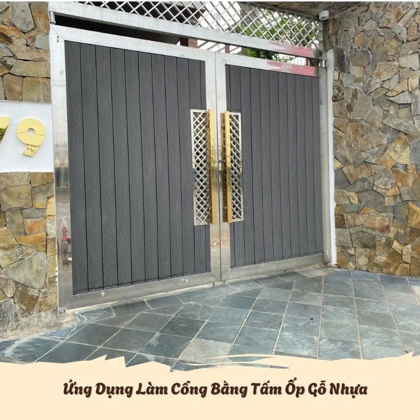 Ứng Dụng Làm Cổng Bằng Tấm Ốp Gỗ Nhựa
