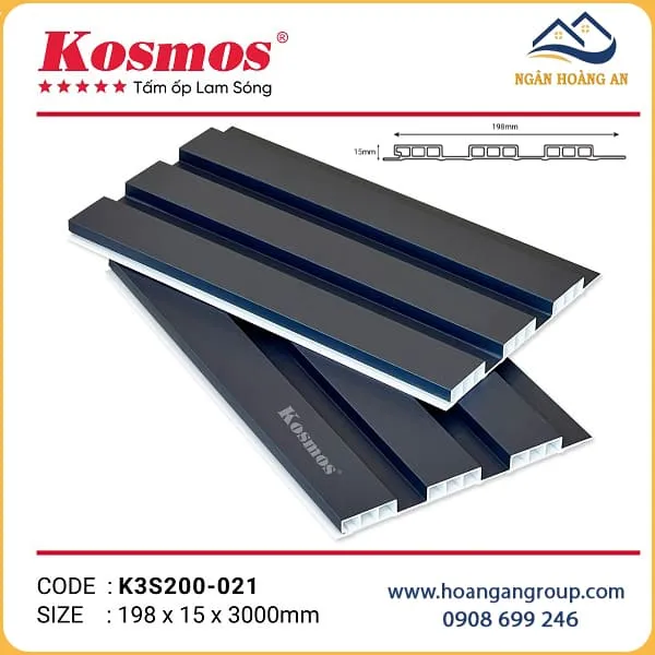 Tấm Nhựa Ốp Tường Lam 3 Sóng Kosmos K3S200-021 Tấm Nhựa Ốp Tường Lam 3 Sóng Kosmos K3S200-021