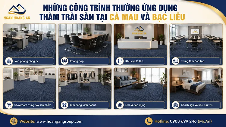Những Công Trình Thường Ứng Dụng Thảm Trải Sàn Tại Cà Mau Và Bạc Liêu