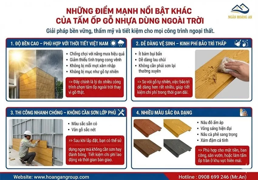 Những Điểm Mạnh Nổi Bật Khác Của Tấm Ốp Gỗ Nhựa Dùng Ngoài Trời Những Điểm Mạnh Nổi Bật Khác Của Tấm Ốp Gỗ Nhựa Dùng Ngoài Trời