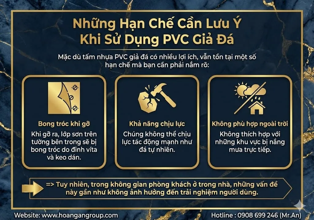 Những Hạn Chế Cần Lưu Ý Khi Sử Dụng PVC Giả Đá