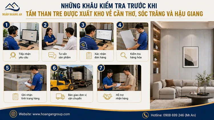 Những Khâu Kiểm Tra Trước Khi Tấm Than Tre Được Xuất Kho Về Cần Thơ, Sóc Trăng Và Hậu Giang