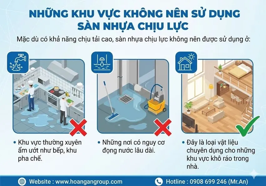 Những Khu Vực Không Nên Sử Dụng Sàn Nhựa Chịu Lực