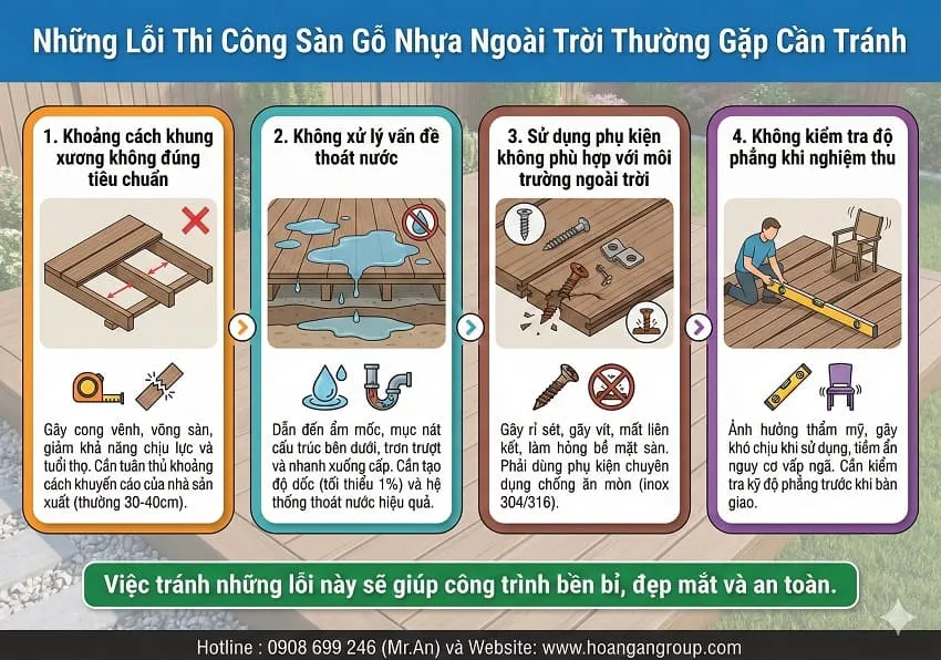 Những Lỗi Thi Công Sàn Gỗ Nhựa Ngoài Trời Thường Gặp Cần Tránh Những Lỗi Thi Công Sàn Gỗ Nhựa Ngoài Trời Thường Gặp Cần Tránh