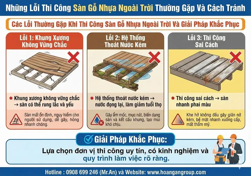 Những Lỗi Thi Công Sàn Gỗ Nhựa Ngoài Trời Thường Gặp Và Cách Tránh Những Lỗi Thi Công Sàn Gỗ Nhựa Ngoài Trời Thường Gặp Và Cách Tránh