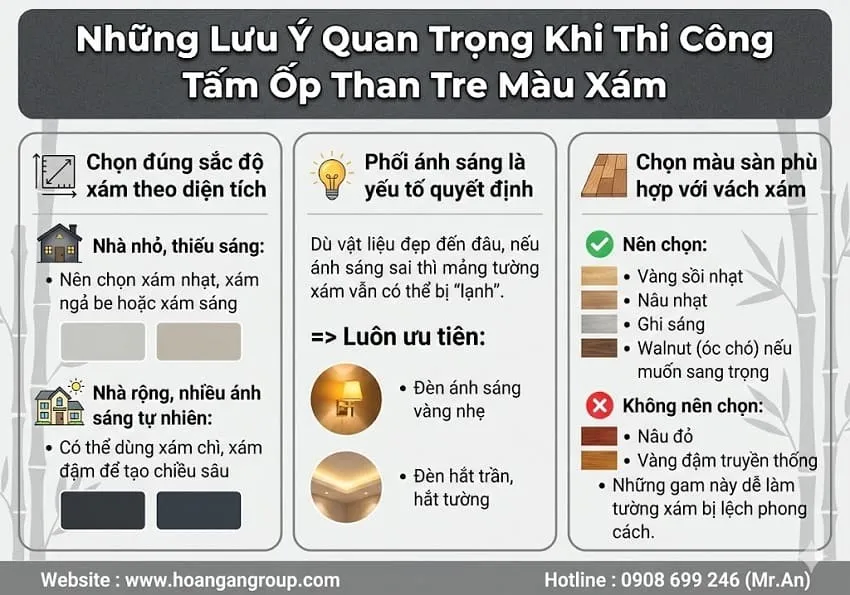 Những Lưu Ý Quan Trọng Khi Thi Công Tấm Ốp Than Tre Màu Xám