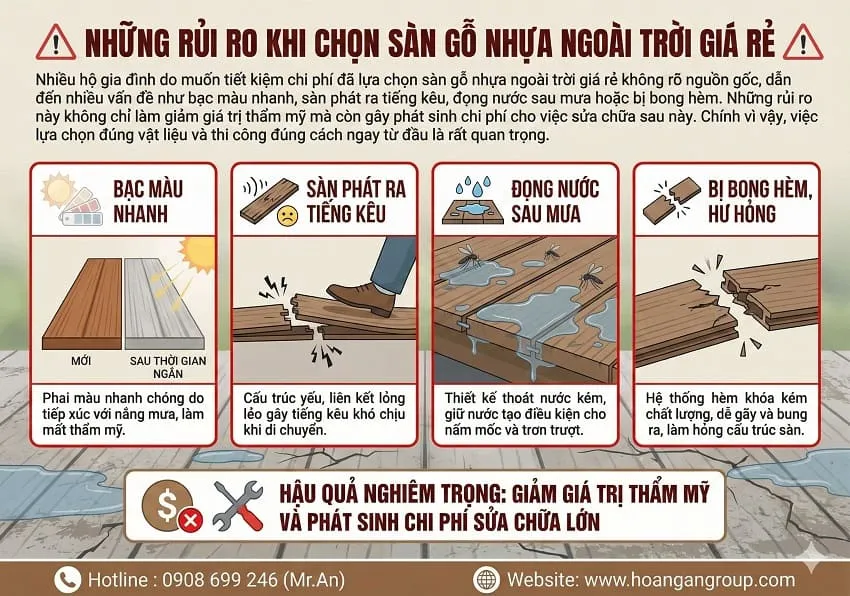 Những Rủi Ro Khi Chọn Sàn Gỗ Nhựa Ngoài Trời Giá Rẻ Những Rủi Ro Khi Chọn Sàn Gỗ Nhựa Ngoài Trời Giá Rẻ