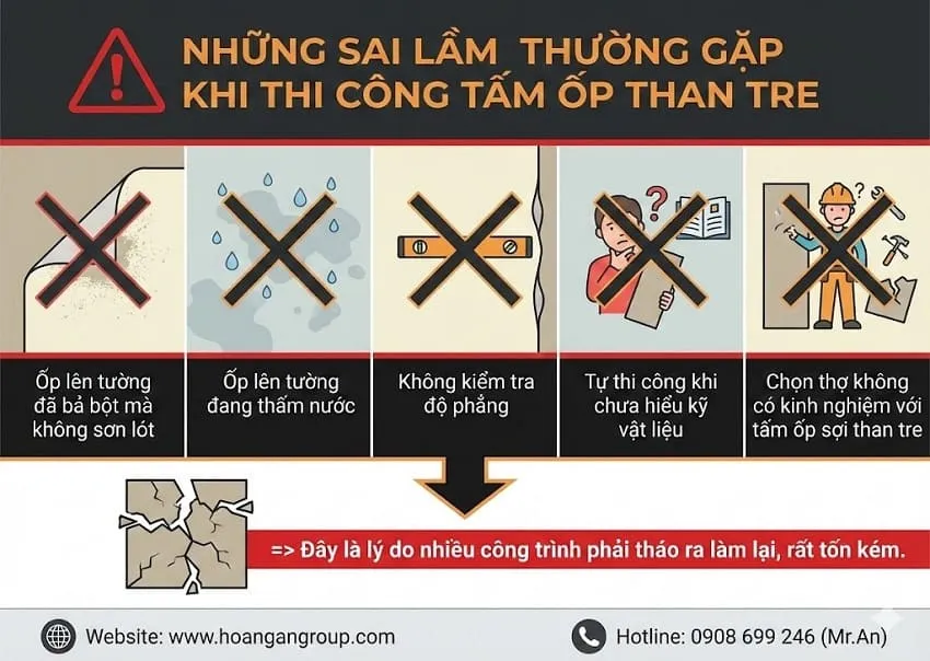 Những Sai Lầm Thường Gặp Khi Thi Công Tấm Ốp Than Tre
