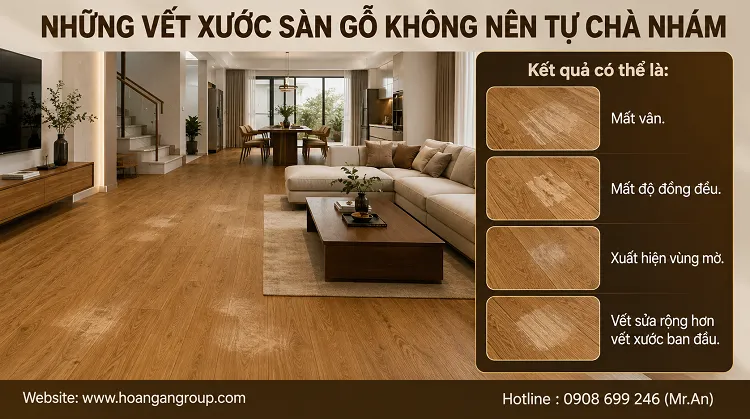 Những Vết Xước Sàn Gỗ Không Nên Tự Chà Nhám