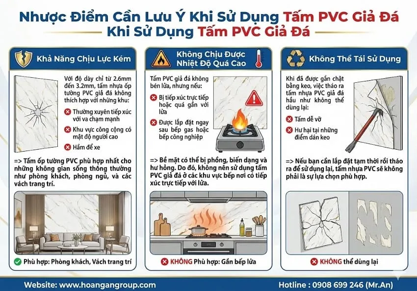 Nhược Điểm Cần Lưu Ý Khi Sử Dụng Tấm PVC Giả Đá