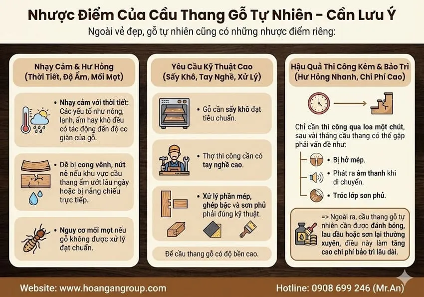 Nhược Điểm Của Cầu Thang Gỗ Tự Nhiên Cần Lưu Ý