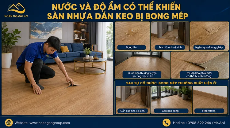 Nước Và Độ Ẩm Có Thể Khiến Sàn Nhựa Dán Keo Bị Bong Mép