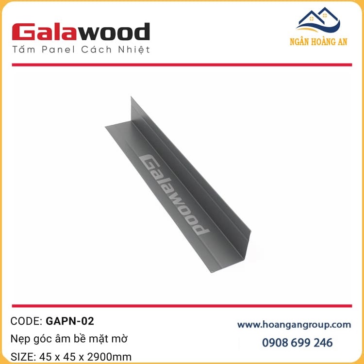 Nẹp Góc Trong Trang Trí Tấm Cách Nhiệt Panel GAPN-02 Màu Xám