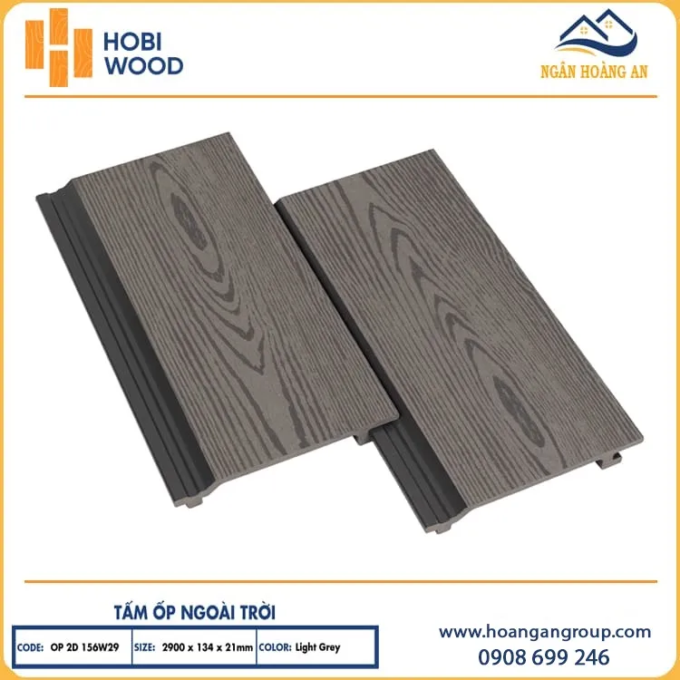 Ốp Ban Công Gỗ Nhựa Ngoài Trời Hobiwood OP2D 156W29 Light Grey Ốp Ban Công Gỗ Nhựa Ngoài Trời Hobiwood OP2D 156W29 Light Grey