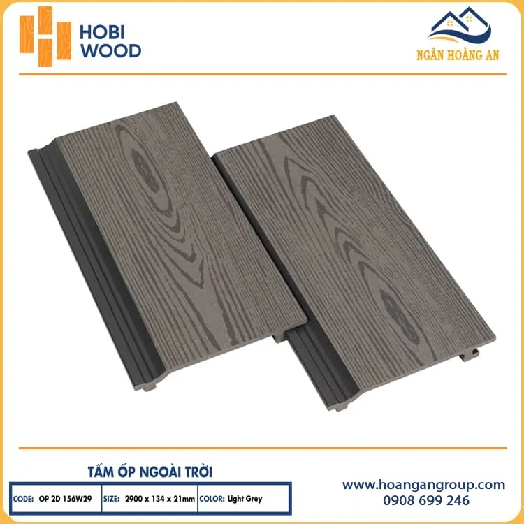 Ốp Ban Công Gỗ Nhựa Ngoài Trời Hobiwood OP2D 156W29 Light Grey Ốp Ban Công Gỗ Nhựa Ngoài Trời Hobiwood OP2D 156W29 Light Grey