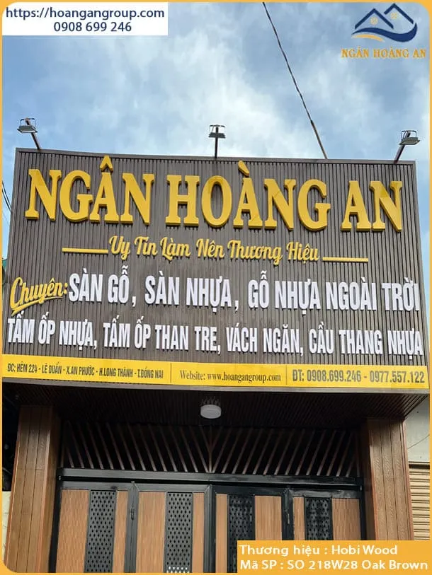 Ốp Bảng Hiệu Lam Sóng Gỗ Nhựa Ngoài Trời Tại Long Thành Đồng Nai