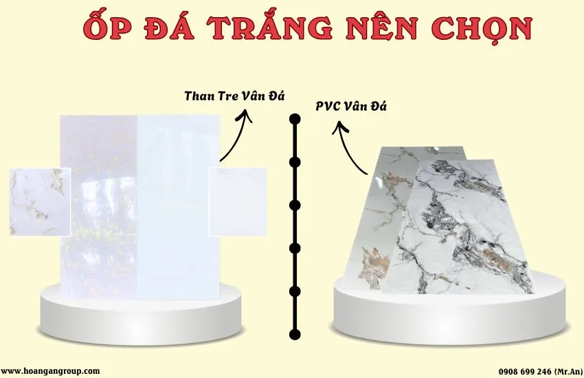 Ốp Đá Trắng Vân Mây Nên Chọn Tấm Ốp Than Tre Vân Đá Hay PVC Giả Đá?