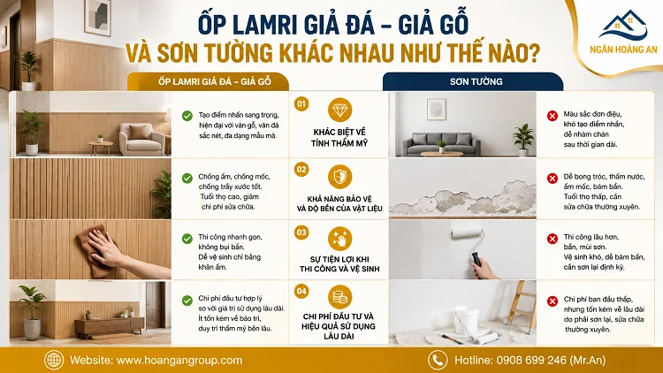 Ốp Lamri Giả Đá – Giả Gỗ Và Sơn Tường Khác Nhau Như Thế Nào?