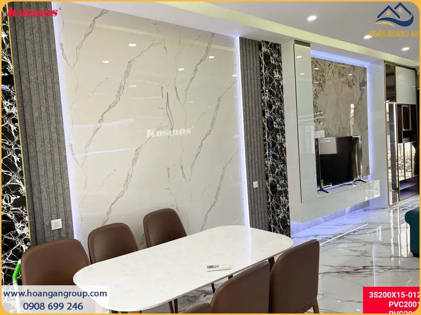 Phòng Khách Trở Nên Sang Trọng Với PVC Giả Đá