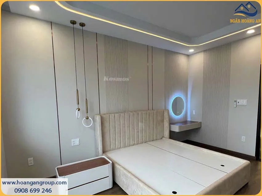 Mảng Tường Phòng Ngủ Nổi Bật Với Tấm Ốp Than Tre