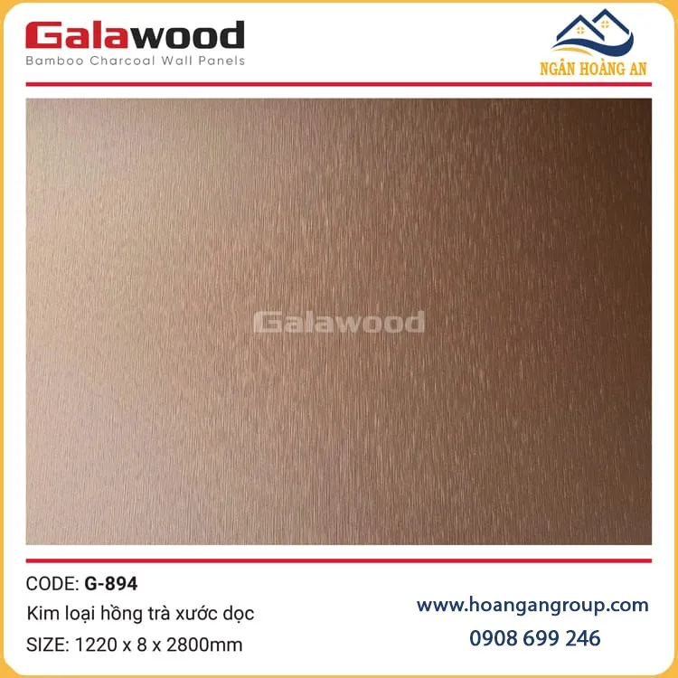 Tấm Ốp Than Tre Ốp Tường Kim Loại Hồng Ngọc Xước Galawood G-894