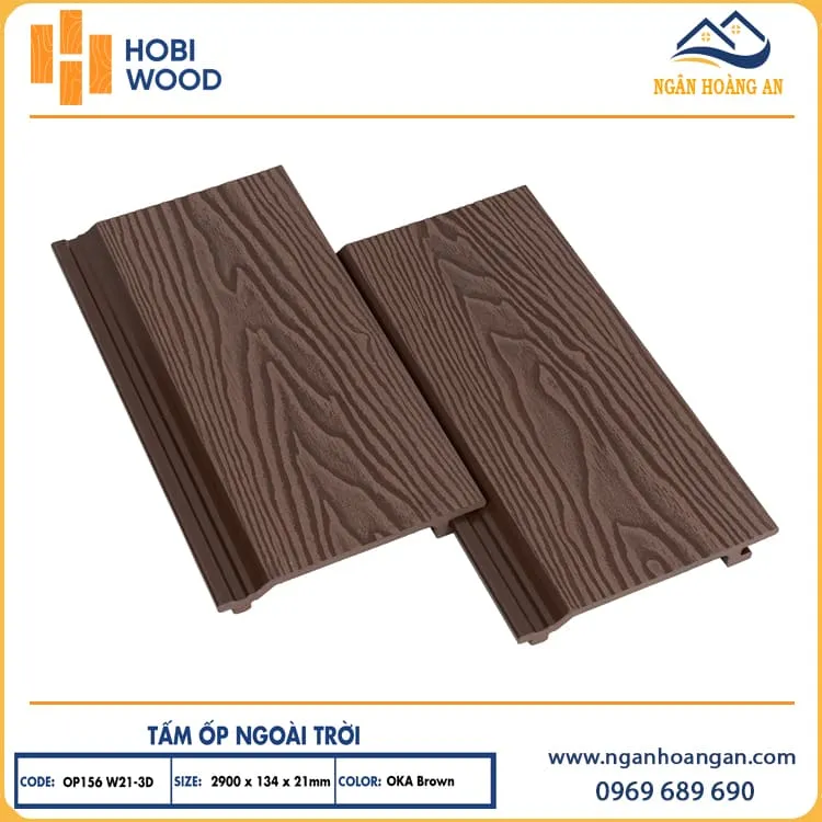 Tấm Ốp Tường Trần Ngoài Trời Hobiwood 156W21 Oka Brown