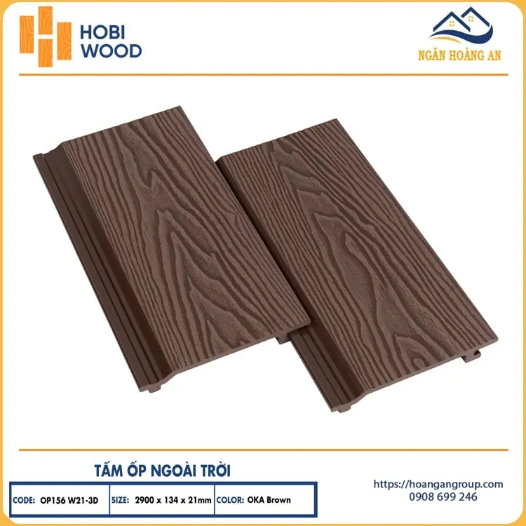 Tấm Ốp Tường Trần Ngoài Trời Hobiwood 156W21 Oka Brown
