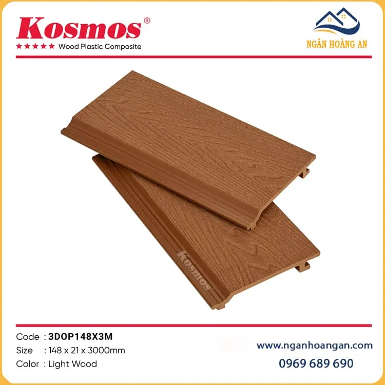 Ốp Trần Ban Công Gỗ Nhựa Ngoài Trời Kosmos 3DOP148X3M Light Wood Ốp Trần Ban Công Gỗ Nhựa Ngoài Trời Kosmos 3DOP148X3M Light Wood