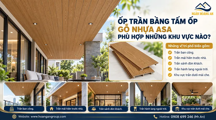 Ốp Trần Bằng Tấm Ốp Gỗ Nhựa ASA Phù Hợp Những Khu Vực Nào?