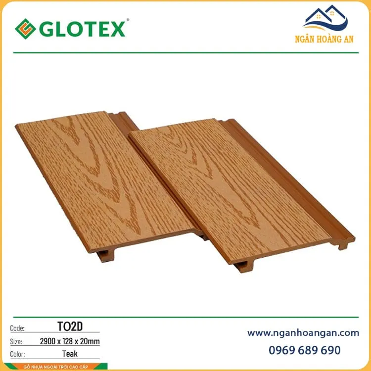 Tấm Ốp Trần Gỗ Nhựa Ngoài Trời Glotex TO2D Teak