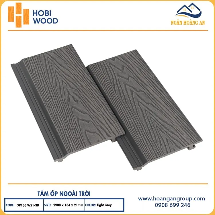 Ốp Trần Gỗ Nhựa Ngoài Trời Hobiwood OP3D 156W29 Light Grey Ốp Trần Gỗ Nhựa Ngoài Trời Hobiwood OP3D 156W29 Light Grey
