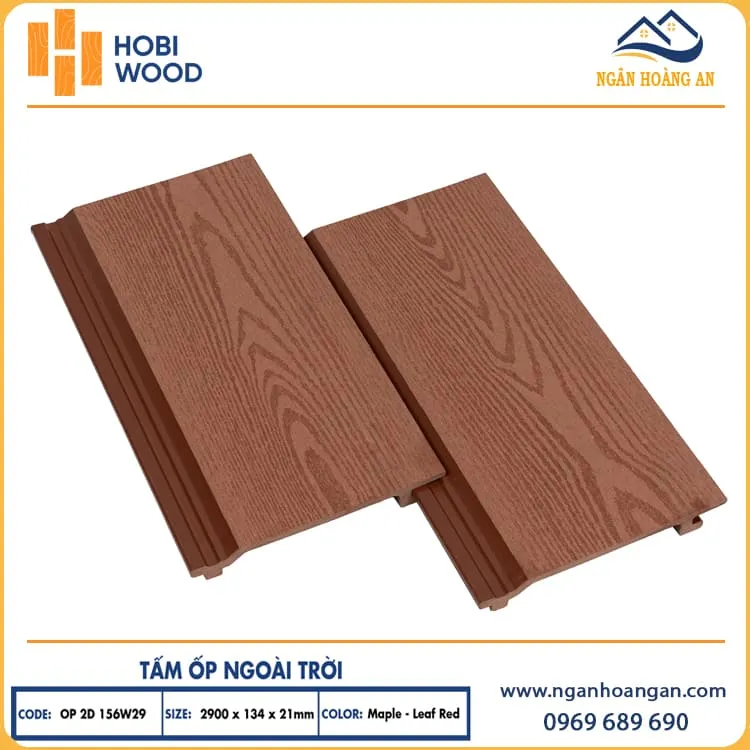 Ốp Trần Gỗ Nhựa Ngoài Trời Hobiwood OP2D 156W29 Maple Leaf Red Ốp Trần Gỗ Nhựa Ngoài Trời Hobiwood OP2D 156W29 Maple Leaf Red