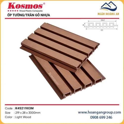 Lam Sóng Gỗ Nhựa Ngoài Trời Kosmos K4S219X3M Light Wood Dài 3m