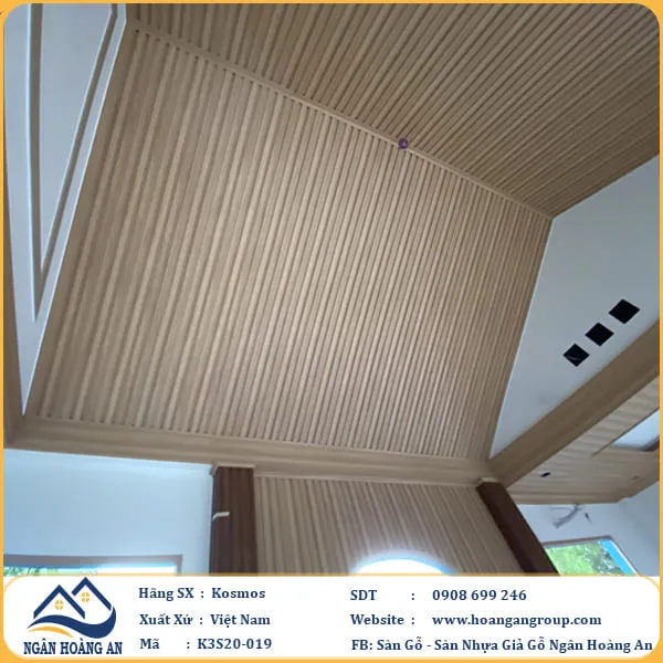 Ốp Trần Lam Sóng Nhựa Giả Gỗ Komsos K3S200-019