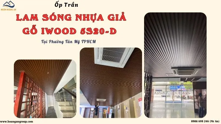 Ốp Trần Lam Sóng Nhựa Giả Gỗ iWood 5S20-D Tại Phường Tân Mỹ TPHCM