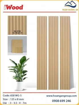 Ốp Trần Lam Sóng Than Tre Vân Gỗ Sồi Sọc Vàng Tươi iWood 6S8 WG-5