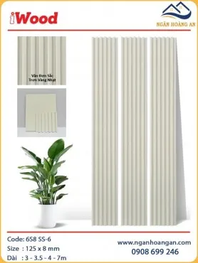 Ốp Trần Lam Sóng Than Tre Vân Đơn Sắc Trơn Vàng Nhạt iWood 6S8 SS-6