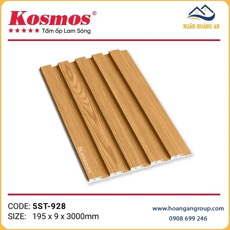 Tấm Ốp Trần Nhựa Lam 5 Sóng Thấp Giả Gỗ Kosmos 5ST-928 Tấm Ốp Trần Nhựa Lam 5 Sóng Thấp Giả Gỗ Kosmos 5ST-928