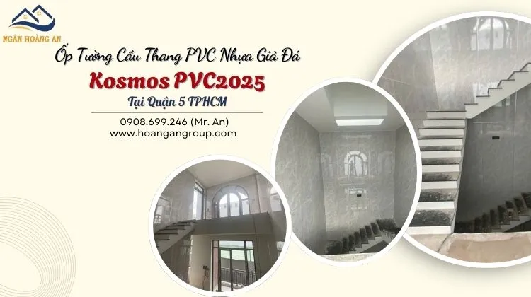 Ốp Tường Cầu Thang PVC Nhựa Giả Đá Kosmos PVC2025 Ốp Tường Cầu Thang PVC Nhựa Giả Đá Kosmos PVC2025